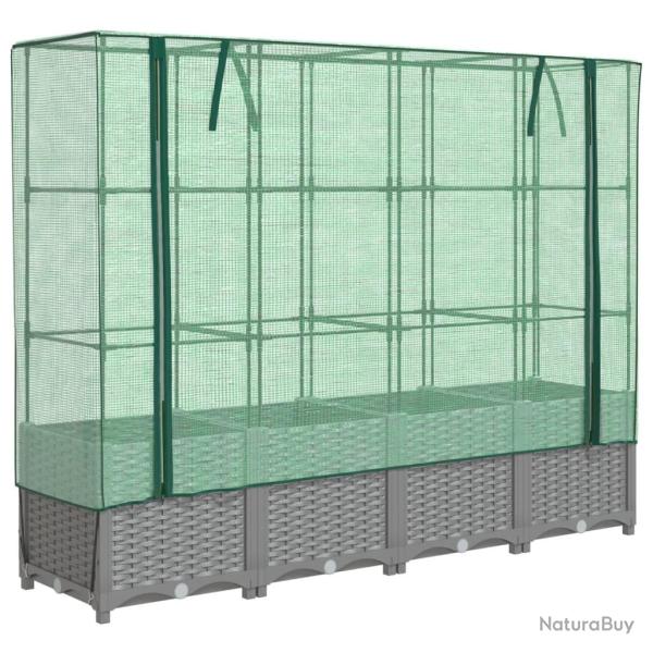 Jardini�re bac lit sur�lev� plantes fleurs terrasse jardin sur�lev�e avec housse aspect rotin 160 x