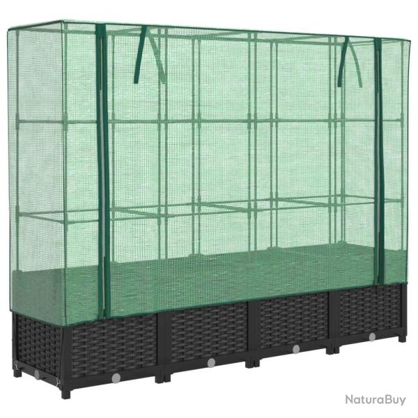 Jardini�re bac lit sur�lev� plantes fleurs terrasse jardin sur�lev�e avec housse aspect rotin 160 x