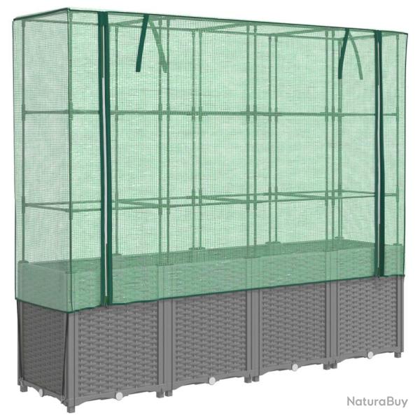 Jardini�re bac lit sur�lev� plantes fleurs terrasse jardin sur�lev�e avec housse aspect rotin 160 x