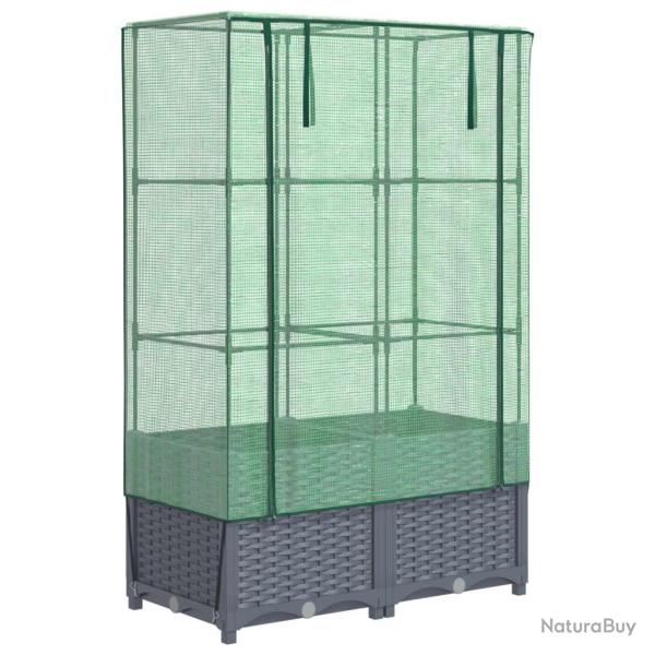 Jardini�re bac lit sur�lev� plantes fleurs terrasse jardin sur�lev�e avec housse aspect rotin 80 x