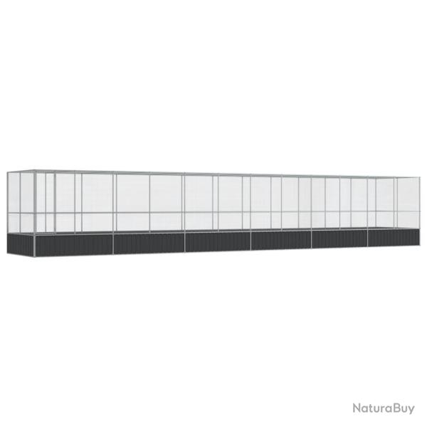 Voli�re cage � oiseaux avec extension argent� 1246 x 207 x 212 cm acier Argent 02_0045648