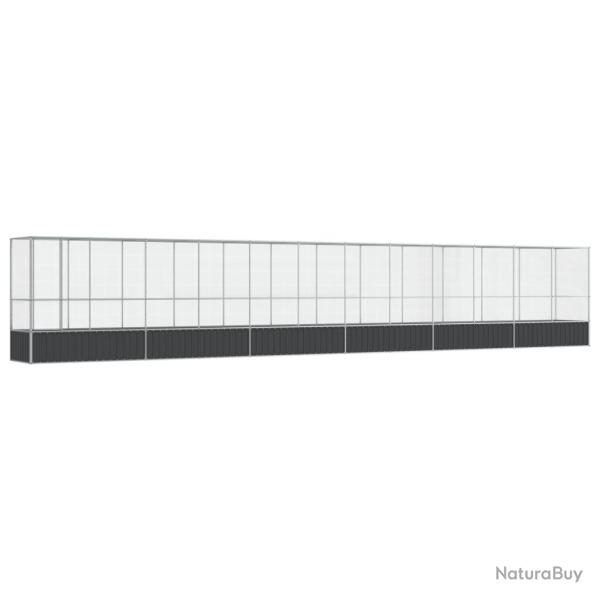 Voli�re cage � oiseaux avec extension argent� 1250,5 x 107 x 212 cm acier Argent 02_0045650