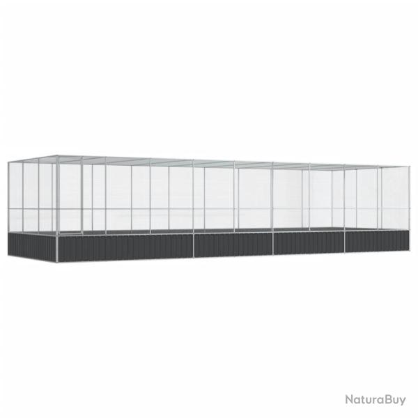 Volire cage  oiseaux avec extension argent 932 x 307 x 212 cm acier Argent 02_0045668