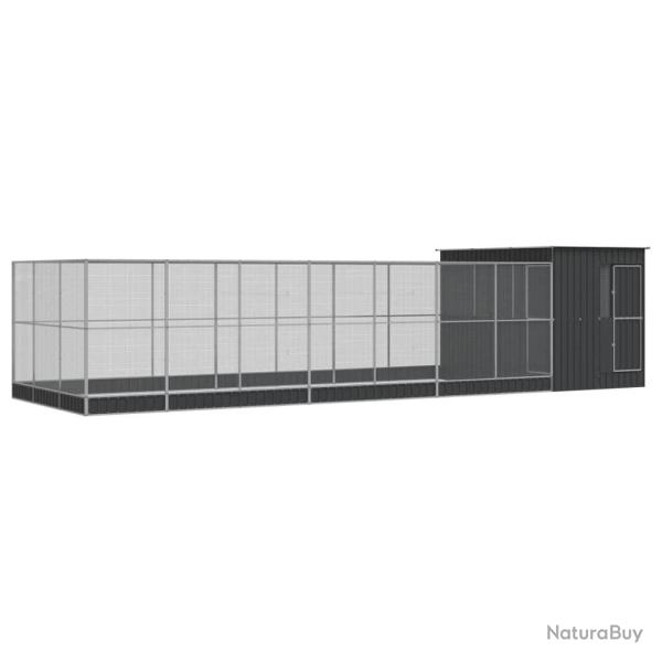 Volire cage  oiseaux avec extension argent 911 x 303 x 216 cm acier Argent 02_0045667