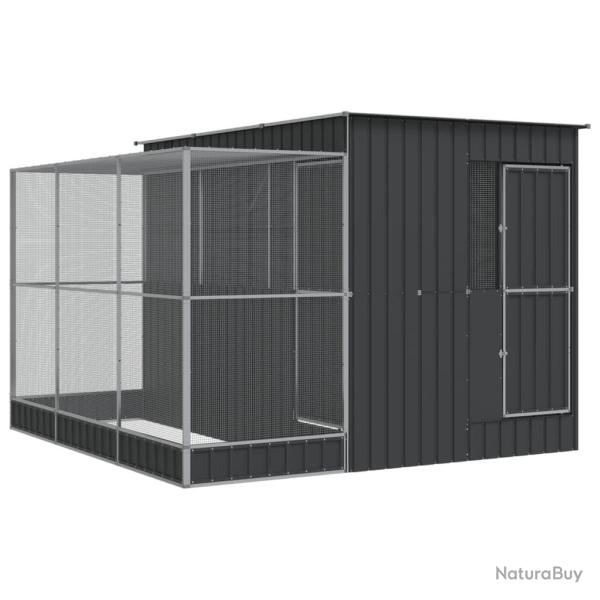 Voli�re cage � oiseaux avec extension argent� 290 x 303 x 216 cm acier Argent 02_0045652