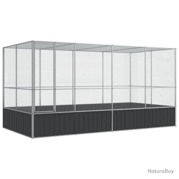 Voli�re cage � oiseaux avec extension argent� 418 x 207 x 212 cm acier Argent 02_0045654