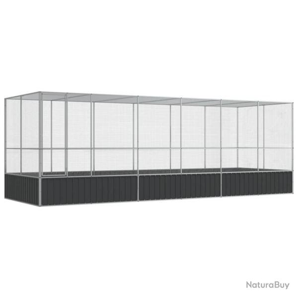 Voli�re cage � oiseaux avec extension argent� 625 x 207 x 212 cm acier Argent 02_0045659