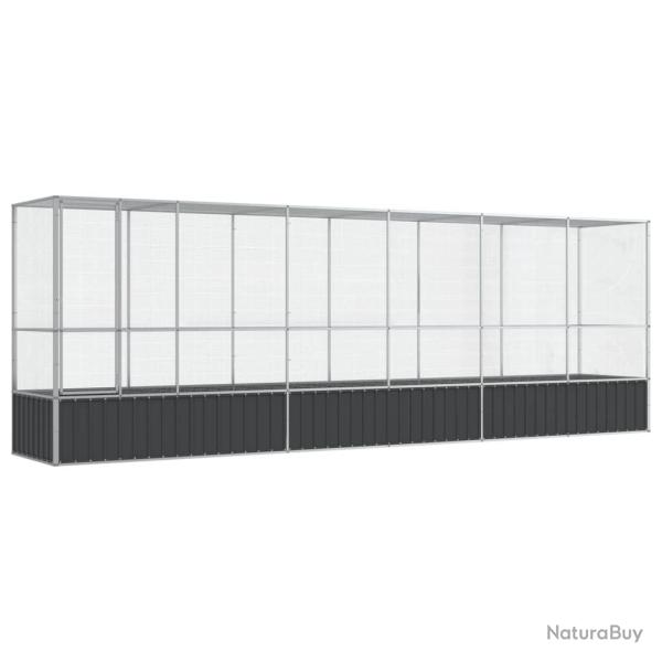Voli�re cage � oiseaux avec extension argent� 626,5 x 107 x 212 cm acier Argent 02_0045660