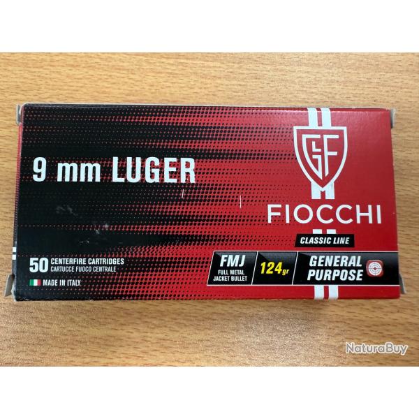 FIOCCHI  CAL 9MM LUGER FMJ VENDU PAR 20 BTES DE 50 BALLES FRAIS DE PORT OFFERT