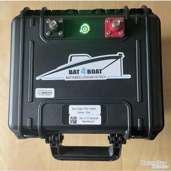 Batterie lithium Bat4boat Eco Case LiFePo4 12V 50Ah avec chargeur 5A