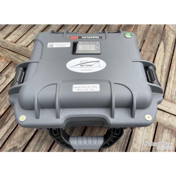Batterie lithium Bat4boat Energy Case LiFePo4 12V 105Ah avec chargeur 10A graphite