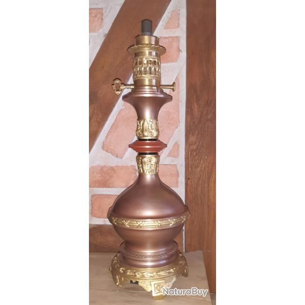 Lampe � huile/paraffine � r�gulateur �poque 19�me (Napol�on III), hauteur 50 cm