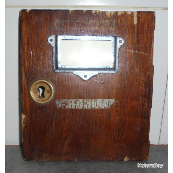 PORTE D'ANCIENNE BOITE AUX LETTRES en BOIS VERNI 17cm x 19.5cm x 1.7cm