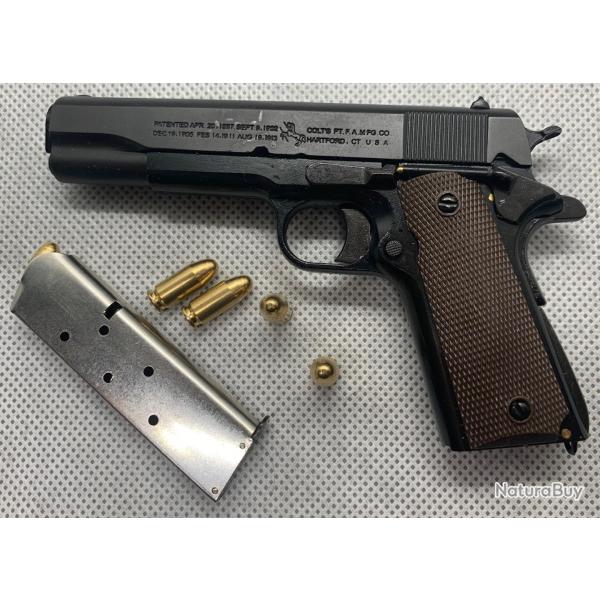 Pistolet COLT 1911 Noir avec 1 chargeur, 6 munitions - Version Boite (Miniature - �chelle 1:2.05)