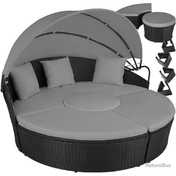 Grand Canap de Jardin 180cm Bain de Soleil avec Pare Soleil Pliable, Coussins Inclus