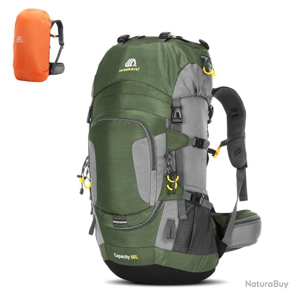 Sac � Dos Randonn�e 60L �tanche avec Housse de Pluie Camping Cyclisme Alpinisme Trekking Sport Vert
