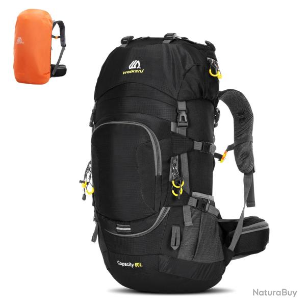 Sac � Dos Randonn�e 60L �tanche + Housse de Pluie Camping Cyclisme Alpinisme Trekking Sport Noir