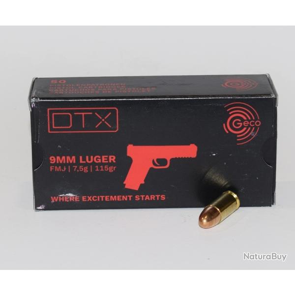 lot 10 boite 50 cartouches GECO 9�19 Luger FMJ DTX 115 Grains