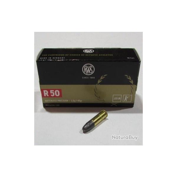 lot de 4 boites 50 cartouches RWS R50 22LR, 40 grains