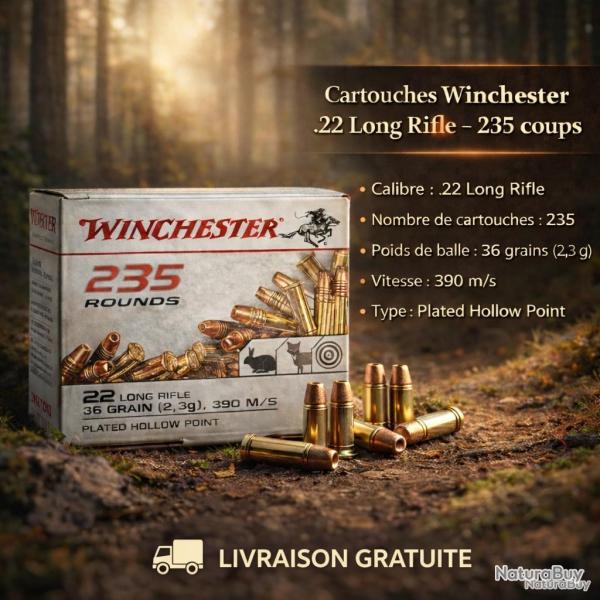 Wahoo 22LR ! Winchester SUPER X 36 gr LHP Copper Plated Boite de 235 x 4