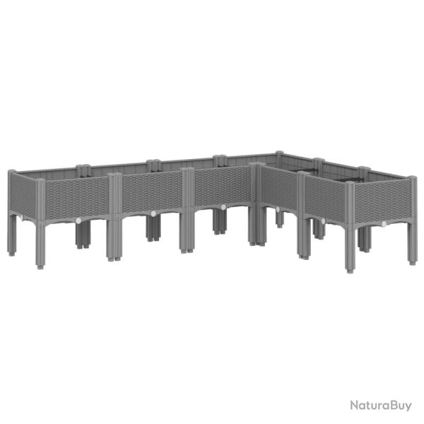 Jardini�re bac lit sur�lev� plantes fleurs terrasse jardin avec pieds clair 160 x 120 x 42 cm PP gr