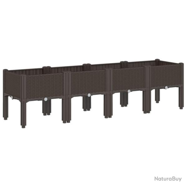 Jardini�re bac lit sur�lev� plantes fleurs terrasse jardin avec pieds 160 x 40 x 42 cm PP marron 02