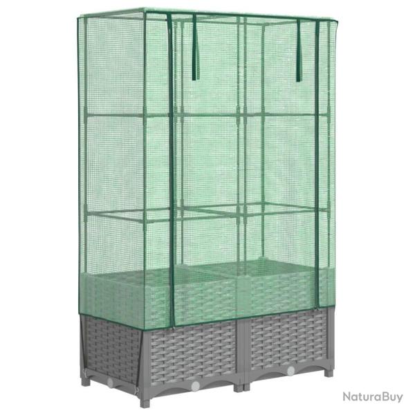 Jardini�re bac lit sur�lev� plantes fleurs terrasse jardin sur�lev�e avec housse aspect rotin 80 x