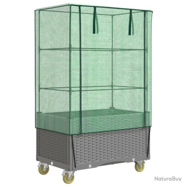 Jardini�re bac lit sur�lev� plantes fleurs terrasse jardin sur�lev�e avec housse et roues aspect ro