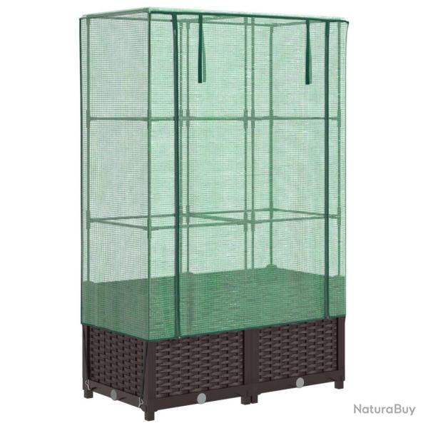 Jardini�re bac lit sur�lev� plantes fleurs terrasse jardin sur�lev�e avec housse aspect rotin 80 x