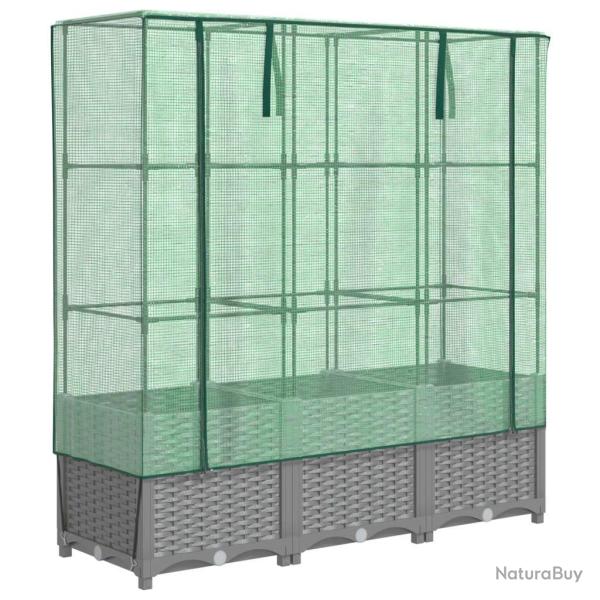 Jardini�re bac lit sur�lev� plantes fleurs terrasse jardin sur�lev�e avec housse aspect rotin 120 x