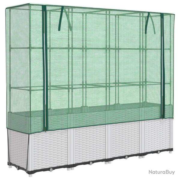 Jardini�re bac lit sur�lev� plantes fleurs terrasse jardin sur�lev�e avec housse aspect rotin 160 x