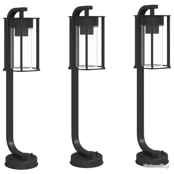 Lampadaires d'extrieur 3 pcs 60 cm acier inoxydable noir 02_0042552