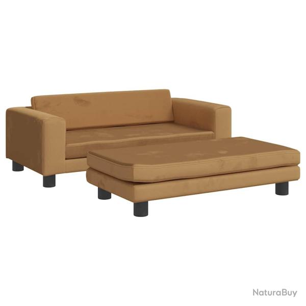 Lit pour chien panier canap� confortable avec extension 100 x 50 x 30 cm velours marron 02_0043070