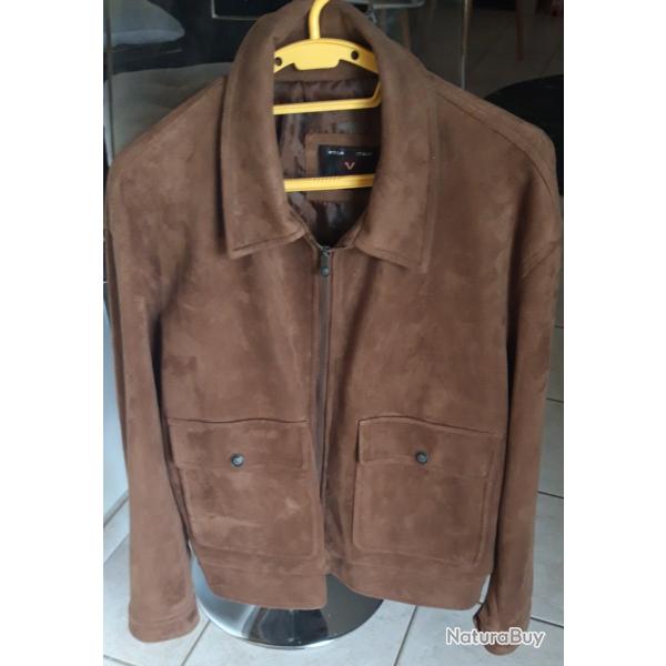 Veste cuir daim parfait �tat taille l