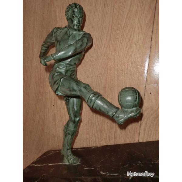 sculture art d�co  r�gule sur socle marbre patine vert  nuanc�