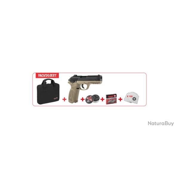Pack Pistolet 4.5mm (Plomb) PT85 BLOWBACK CO2 DESERT + HOUSSE DE PROTECTION + PLOMBS + GAZ + CI