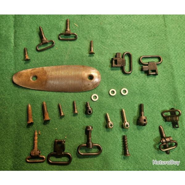 LOT DE GRENADIERES  POUR CARABINES OU FUSILS + PLAQUER COUCHE FUSIL CAL 12  EN METAL