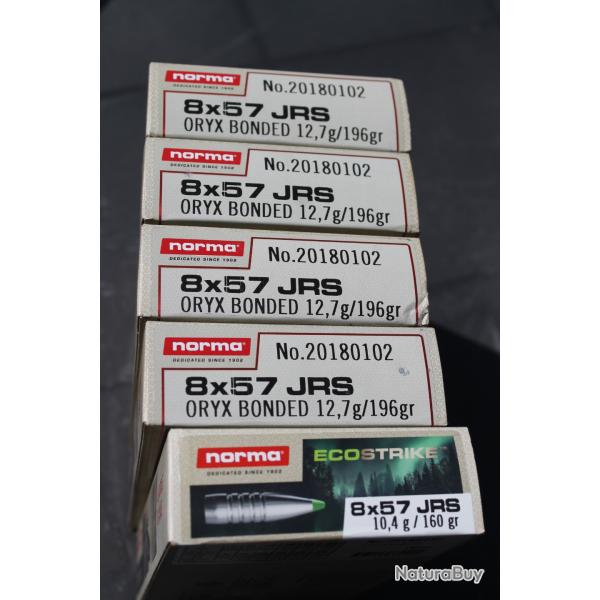 Lot de 100 �tuis 8x57 JRS ,tir�s une fois ,jamais recharg�s de marque NORMA