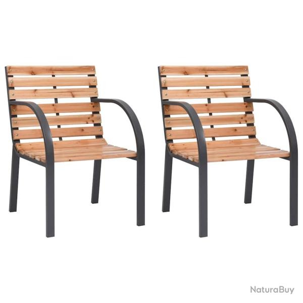 Chaises de jardin lot de 2 Bois de sapin massif