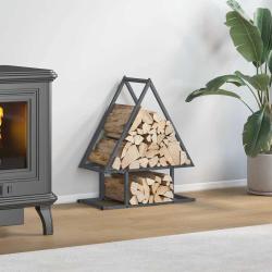 Portant de bois chauffage anthracite 50x25x60 cm