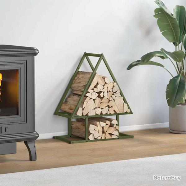 Portant de bois chauffage vert olive 50x25x60 cm