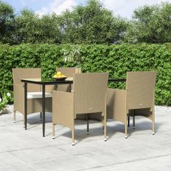 Ensemble &agrave; manger de jardin coussins 5 pcs Beige/noir