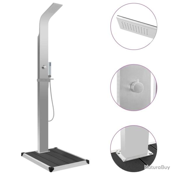 Douche d'ext�rieur avec receveur de douche WPC Acier inoxydable