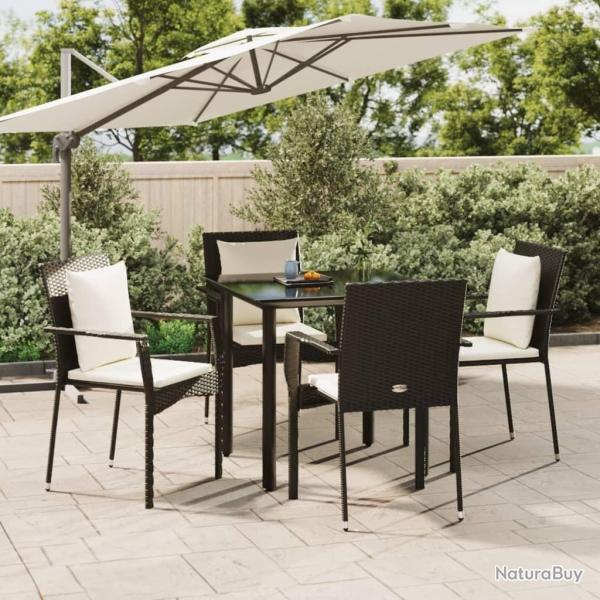 Ensemble � manger de jardin coussins 5pcs Noir R�sine tress�e