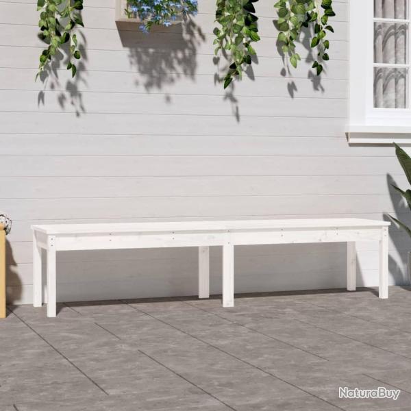 Banc de jardin � 2 places blanc 203,5x44x45 cm bois massif pin
