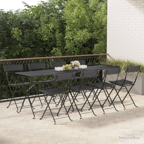 Chaises de bistrot pliantes lot de 8 Noir Rsine tresse acier