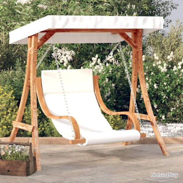 Chaise balan�oire avec coussin et auvent bois massif d'�pic�a