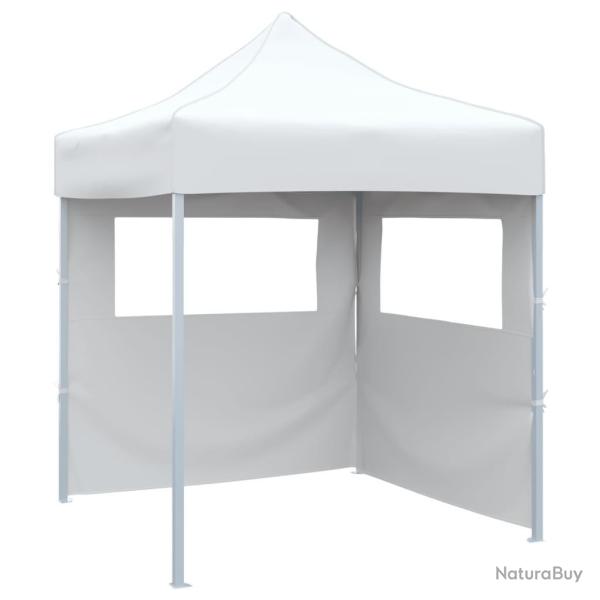 Tente de rception pliable avec 2 parois 2x2 m Acier Blanc