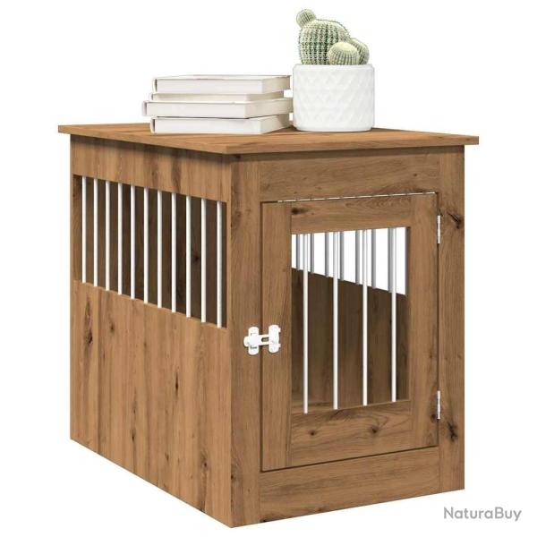 Meuble de cage pour chiens ch�ne artisanal 55x80x68 cm