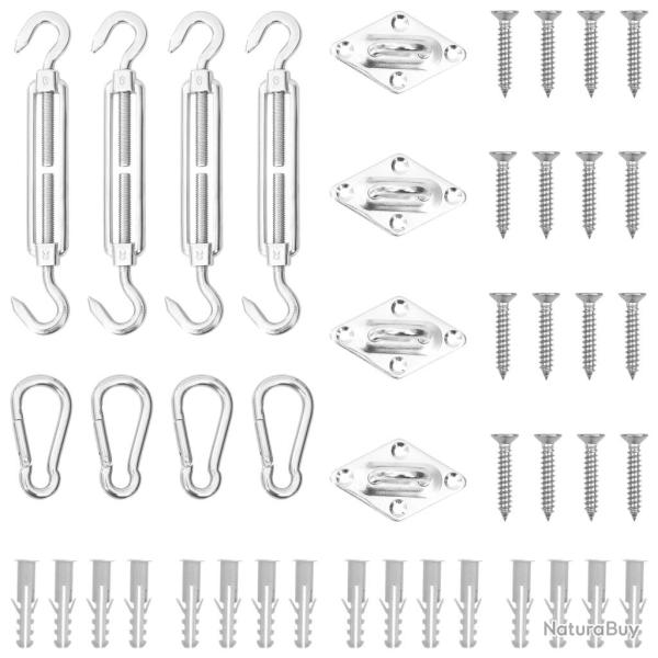 Jeu d'accessoires de voile d'ombrage 12 pcs Acier inoxydable